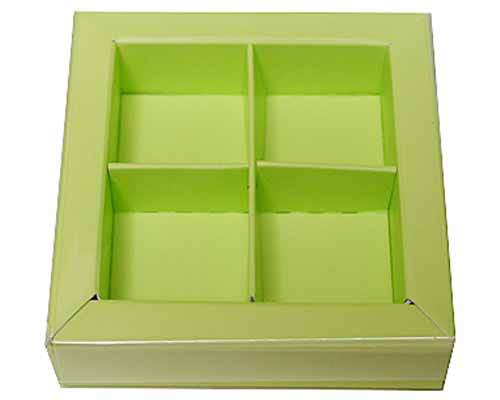 Windowbox 66x66x19mm 4 division pistache 